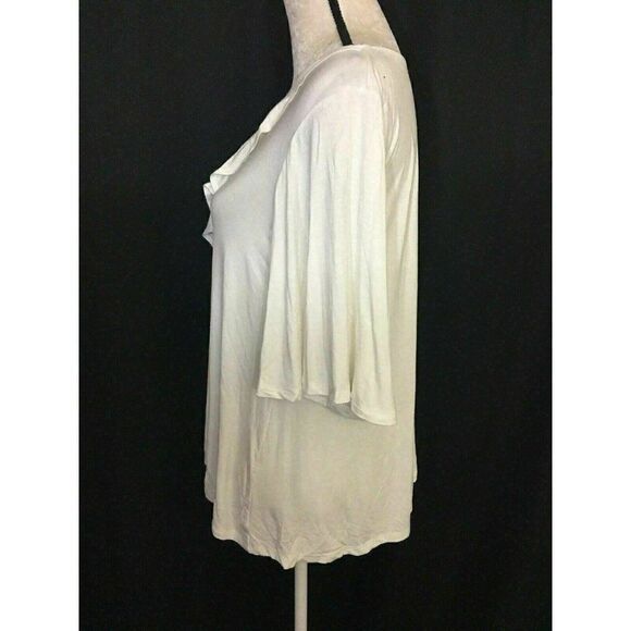 Caleigh Clover Womens Solid White Long Sleeve Top - Picture 3 of 7